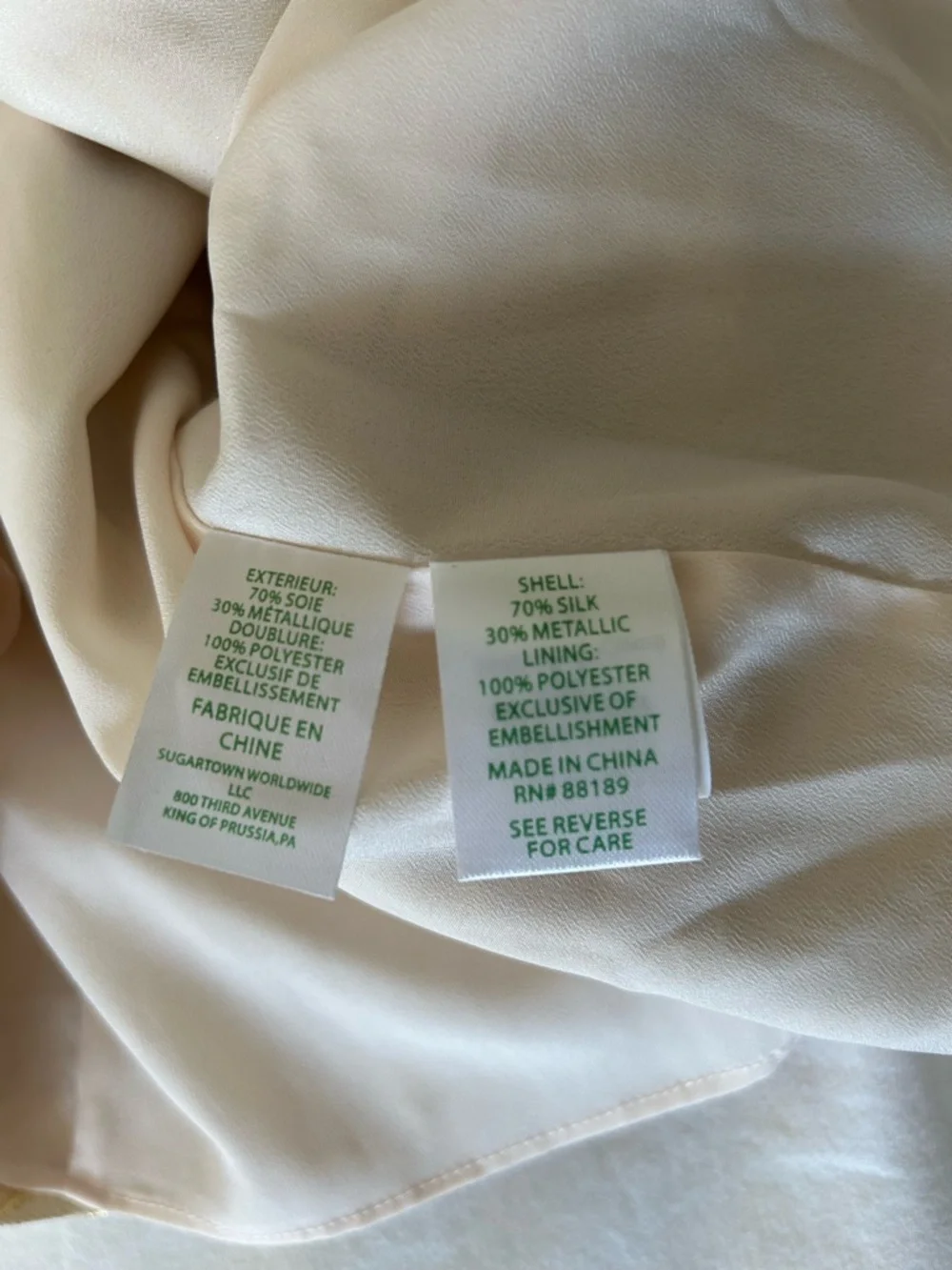 Lilly Pulitzer Shift Dress Gold Silk Mini Tan Sequins XS - Picture 9 of 9